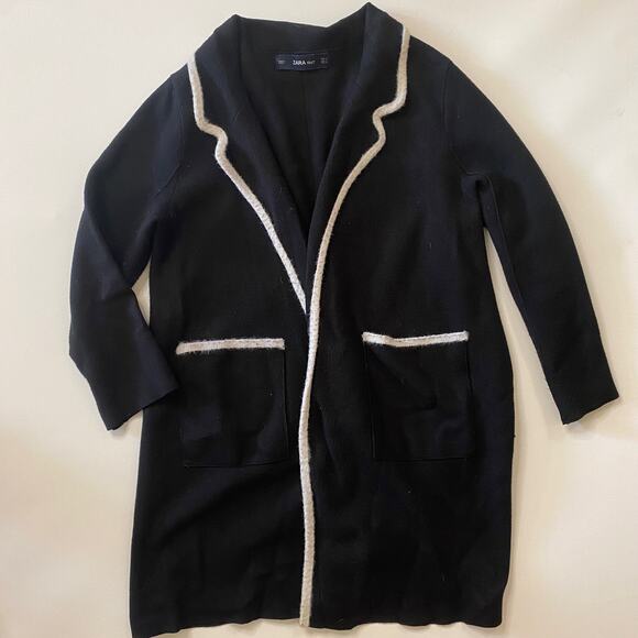 Zara Knit black and white trim cardigan size small - Picture 4 of 7